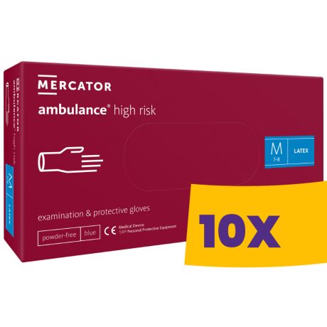 Mercator Ambulance High Risk vastag púdermentes latex vizsgálókesztyű kék 50db (Karton - 10 csomag)