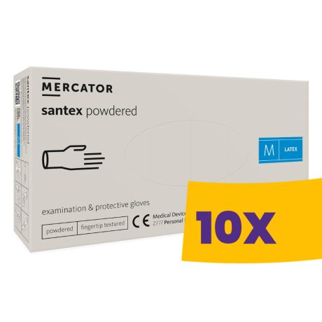 Mercator Santex púderezett latex vizsgálókesztyű 100db (Karton - 10 csomag)