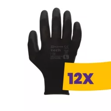   Mercator Tech Black&Black PU mártott kesztyű (Karton - 12 pár)