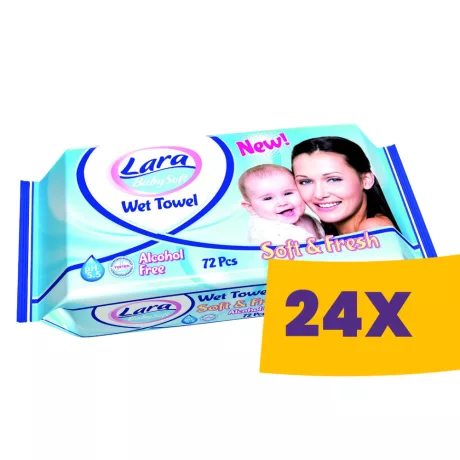 Lara Baby Soft Sensitive nedves popsitörlő kendő 72db (Karton - 36 csomag)