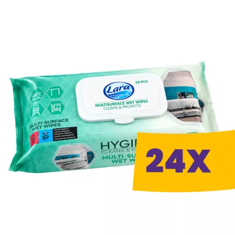 Lara Hygiene nedves felülettisztító kendő 50db (Karton - 24 csomag)
