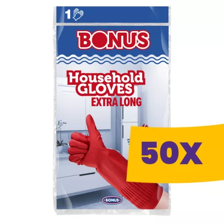 Bonus extra hosszú (38 cm), vastag gumikesztyű (Karton - 50 pár)