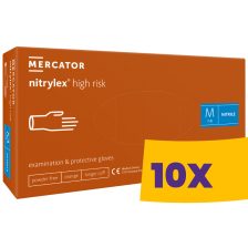   Mercator Nitrylex High Risk púdermentes nitril vastagított, hosszú, polimerizált vizsgálókesztyű narancssárga 100db (Karton - 10 csomag)