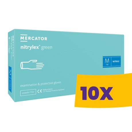 Mercator Nitrylex Green púdermentes nitril vizsgálókesztyű mentazöld 100db (Karton - 10 csomag)