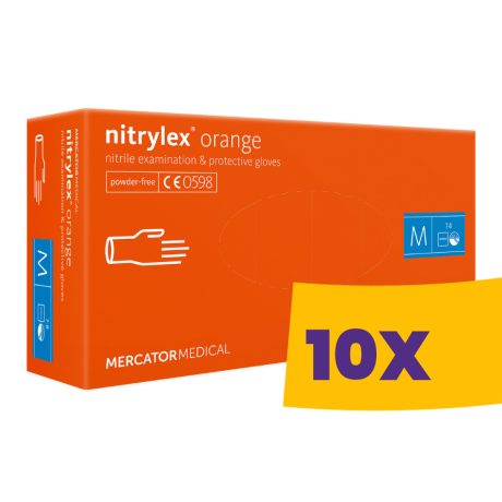 Mercator Nitrylex Orange púdermentes nitril vizsgálókesztyű narancssárga 100db (Karton - 10 csomag)