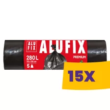   Alufix Premium EXTRA erős szemeteszsák 280L - 115*135cm, 5db/tek (Karton - 15 tekercs)