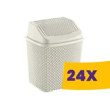   Rattan hatású fürdőszobai billenőfedeles szemetes Krém 6L (Karton - 24 db)