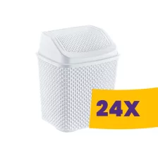  Rattan hatású fürdőszobai billenőfedeles szemetes Fehér 6L (Karton - 24 db)