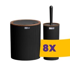   Kerek fürdőszobai szemetes + WC kefe szett Fekete (Karton - 8 szett)