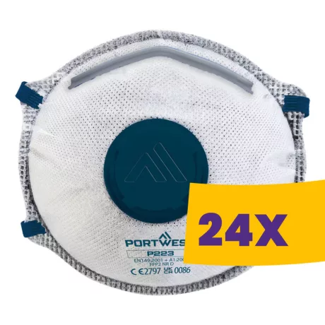 Portwest P223 FFP2 aktívszenes szelepes Dolomit légzésvédő maszk 10db (Karton - 24 csomag)