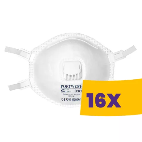 Portwest P301 FFP3 szelepes pormaszk 10db (Karton - 16 csomag)