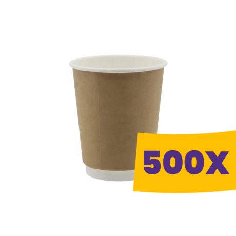 Duplafalú papírpohár kraft-fehér - 80mm 250ml (Karton - 500 db)