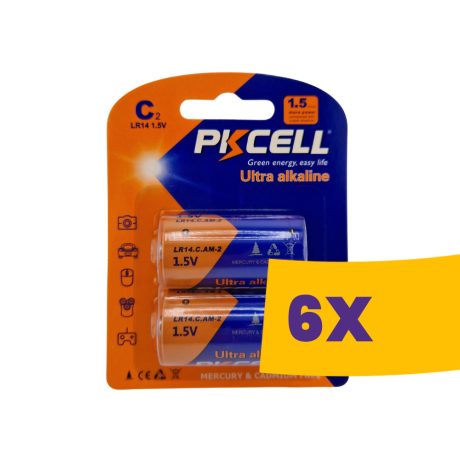 PKCELL Alkaline tartós baby elem C LR14 2db (Karton - 6 csomag)