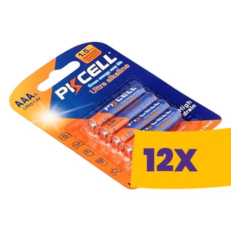 PKCELL Alkaline tartós mini ceruza elem AAA 4db-os (Karton - 12 csomag)