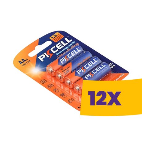 PKCELL Alkaline tartós ceruza elem AA 4db-os (Karton - 12 csomag)