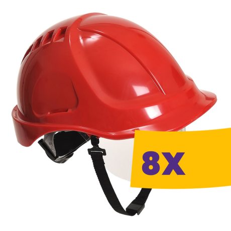 Portwest PW54 Endurance Plus védősisak látómezővel kombinálva piros (Karton - 8 db)