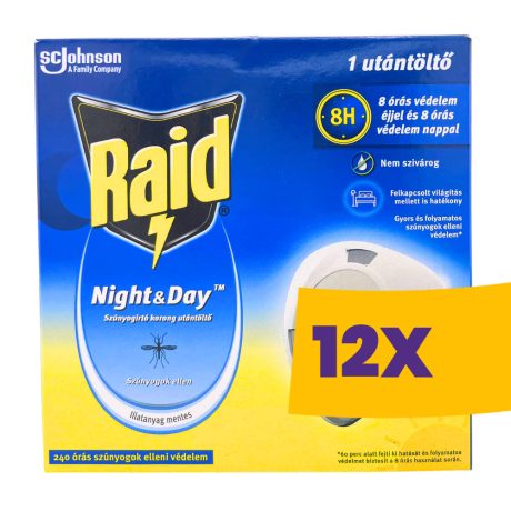 Raid Night & Day szúnyogirtó párologtató utántöltő (Karton - 12 db)