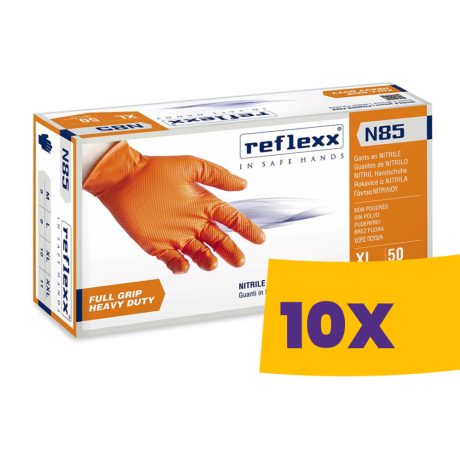 Reflexx Full Grip N85 extra vastag púdermentes nitril gumikesztyű narancs 50db (Karton - 10 csomag)