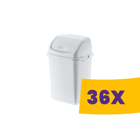 Billenőfedeles műanyag szemetes Fehér 5L (Karton - 36 db)