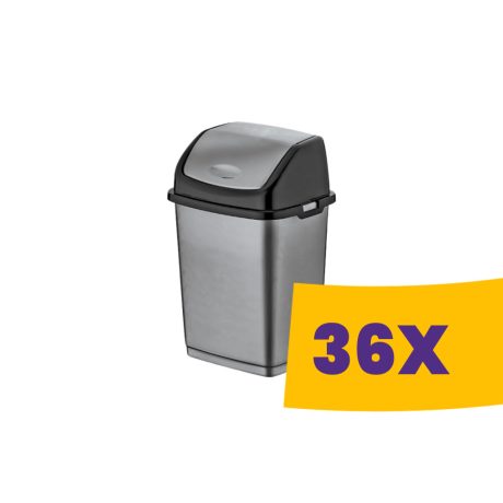 Billenőfedeles műanyag szemetes Szürke 5L (Karton - 36 db)