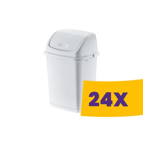 Billenőfedeles műanyag szemetes Fehér 10L (Karton - 24 db)