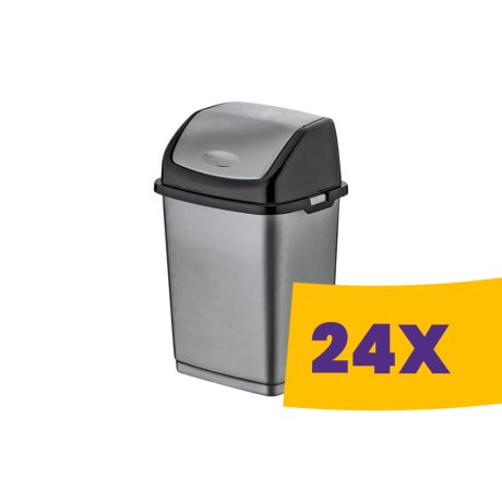 Billenőfedeles műanyag szemetes Szürke 10L (Karton - 24 db)
