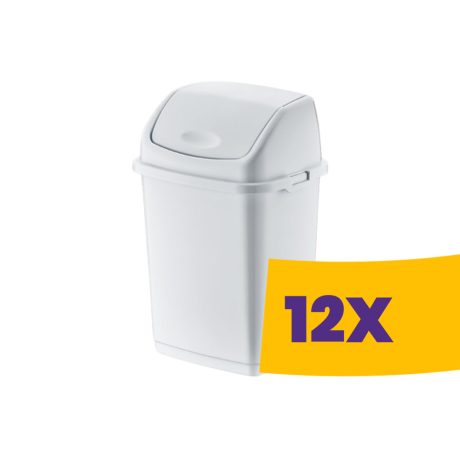 Billenőfedeles műanyag szemetes Fehér 18L (Karton - 12 db)