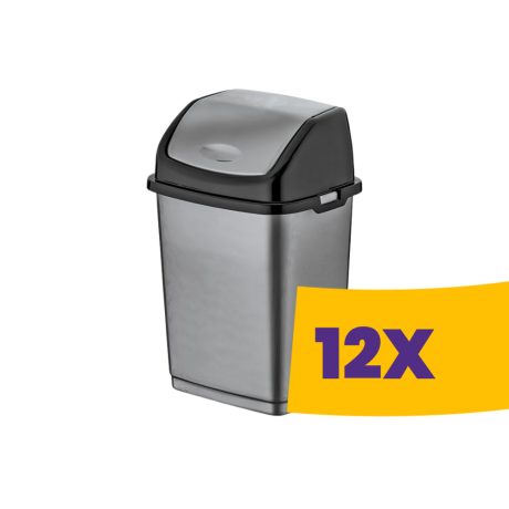 Billenőfedeles műanyag szemetes Szürke 18L (Karton - 12 db)