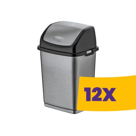 Billenőfedeles műanyag szemetes Szürke 35L (Karton - 12 db)