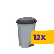   Pedálos szemetes kivehető vödörrel Fekete-szürke 6L (Karton - 12 db)