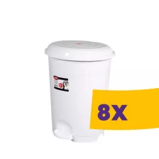   Pedálos szemetes kivehető vödörrel Fehér 12L (Karton - 8 db)