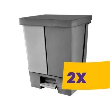   DUO pedálos szelektív szemetes kivehető vödörrel Fekete-szürke 25+25L (Karton - 2 db)