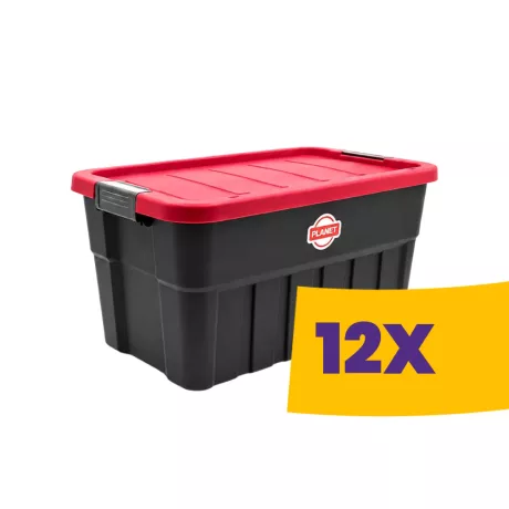 Műanyag tárolódoboz piros fedéllel 10L (Karton - 12 db)