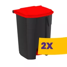   Pedálos szelektív hulladékgyűjtő szemetes Fekete-Piros 50L (Karton - 2 db)