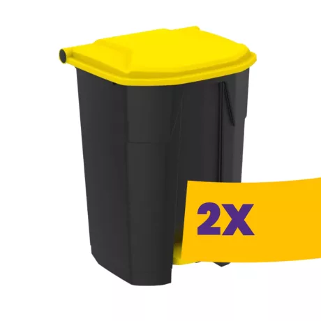 Pedálos szelektív hulladékgyűjtő szemetes Fekete-Sárga 50L (Karton - 2 db)
