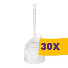 WC kefe műanyag, tartóval Fehér (Karton - 30 db)