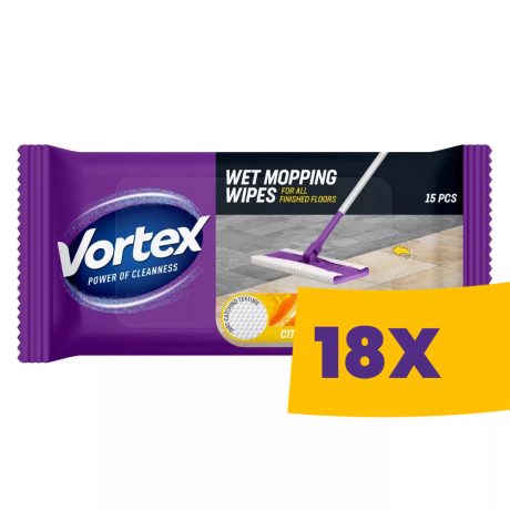 Vortex nedves felmosó törlőkendő Citrus Breeze 15db (Karton - 18 csomag)