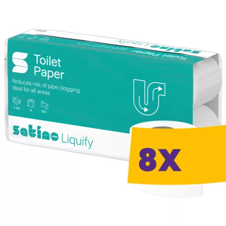 Satino by Wepa Liquify vízben oldódó WC papír - 3 rétegű, 8 tekercs (Karton - 8 csomag)