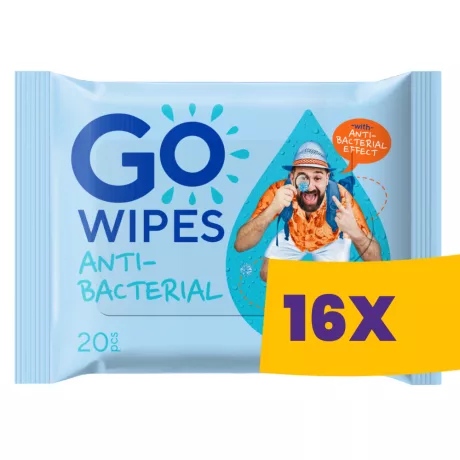GoWipes Frissítő antibakteriális nedves törlőkendő D-pantenollal 20db (Karton - 16 csomag)