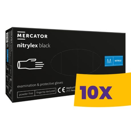 Mercator Nitrylex Black púdermentes nitril vizsgálókesztyű fekete 100db (Karton - 10 csomag)