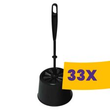   YORK WC kefe műanyag, kerek tartóval Fekete (Karton - 33 db)
