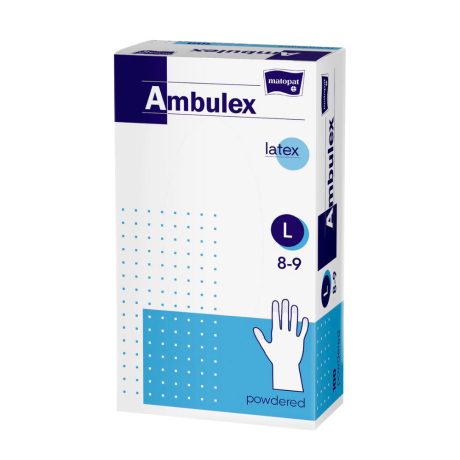 Ambulex eldobható latex fehér gumikesztyű 100db
