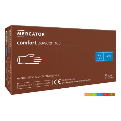 Mercator Comfort Powder-Free púdermentes latex vizsgálókesztyű 100db