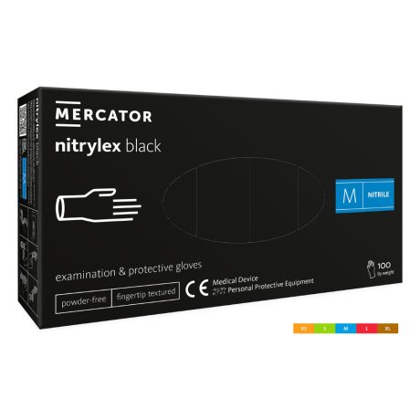 Mercator Nitrylex Black púdermentes nitril vizsgálókesztyű fekete 100db