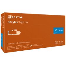   Mercator Nitrylex High Risk púdermentes nitril vastagított, hosszú, polimerizált vizsgálókesztyű narancssárga 100db