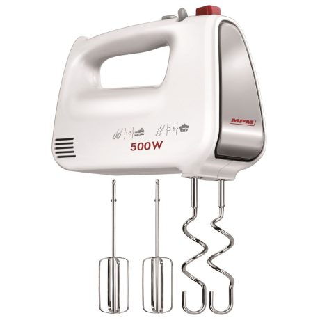 MPM 6 fokozatú kézimixer - habverő + dagasztószár Fehér 750W