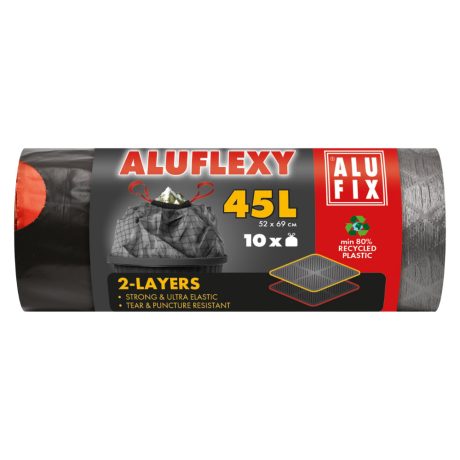Alufix Aluflexy kétrétegű zárószalagos szemeteszsák 45L - 52*69cm, 10db/tek