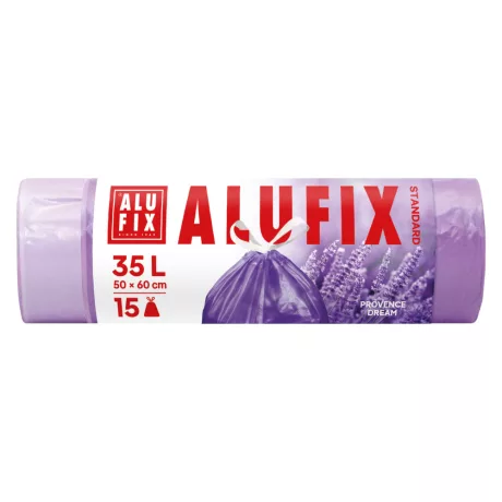 Alufix levendula illatú zárószalagos szemeteszsák 35L - 50*60cm, 15db/tek