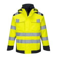   Portwest MV70 Modaflame Hi-Vis arc lángálló multi-norm kabát sárga-tengerészkék