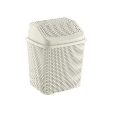   Rattan hatású fürdőszobai billenőfedeles szemetes Krém 6L